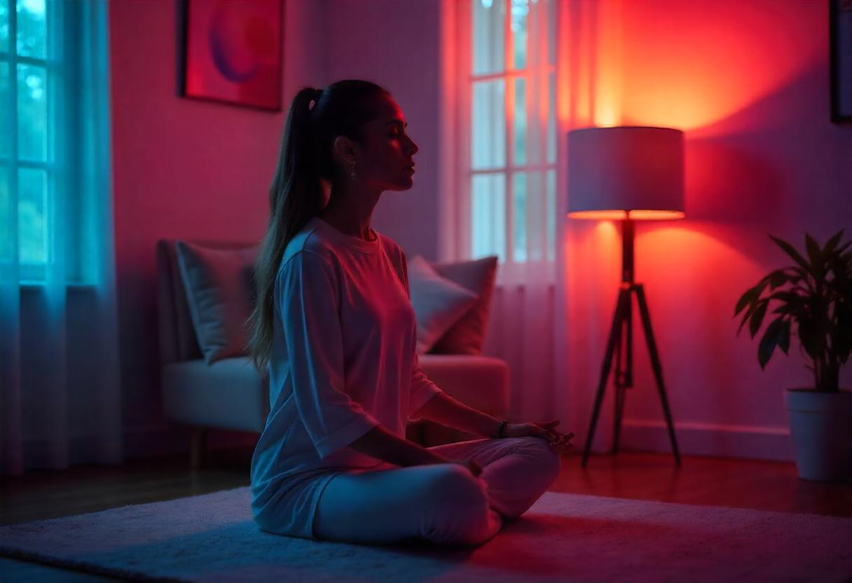Patient practicing mindfulness in a calming environment
